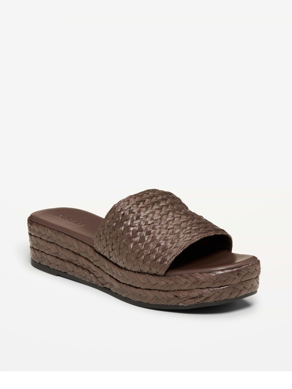Woven Slide Platform Sandal in Brown